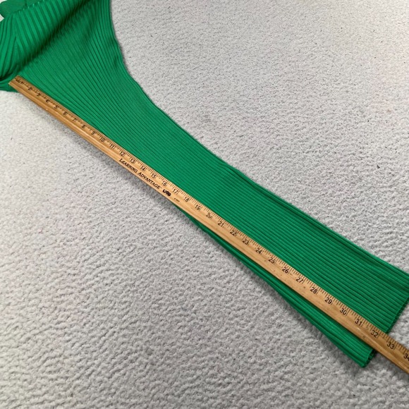 NWT Good American Summer Green Ribbed Pants Women 5/6 Flare‎ Pull on Stretch - Picture 8 of 12